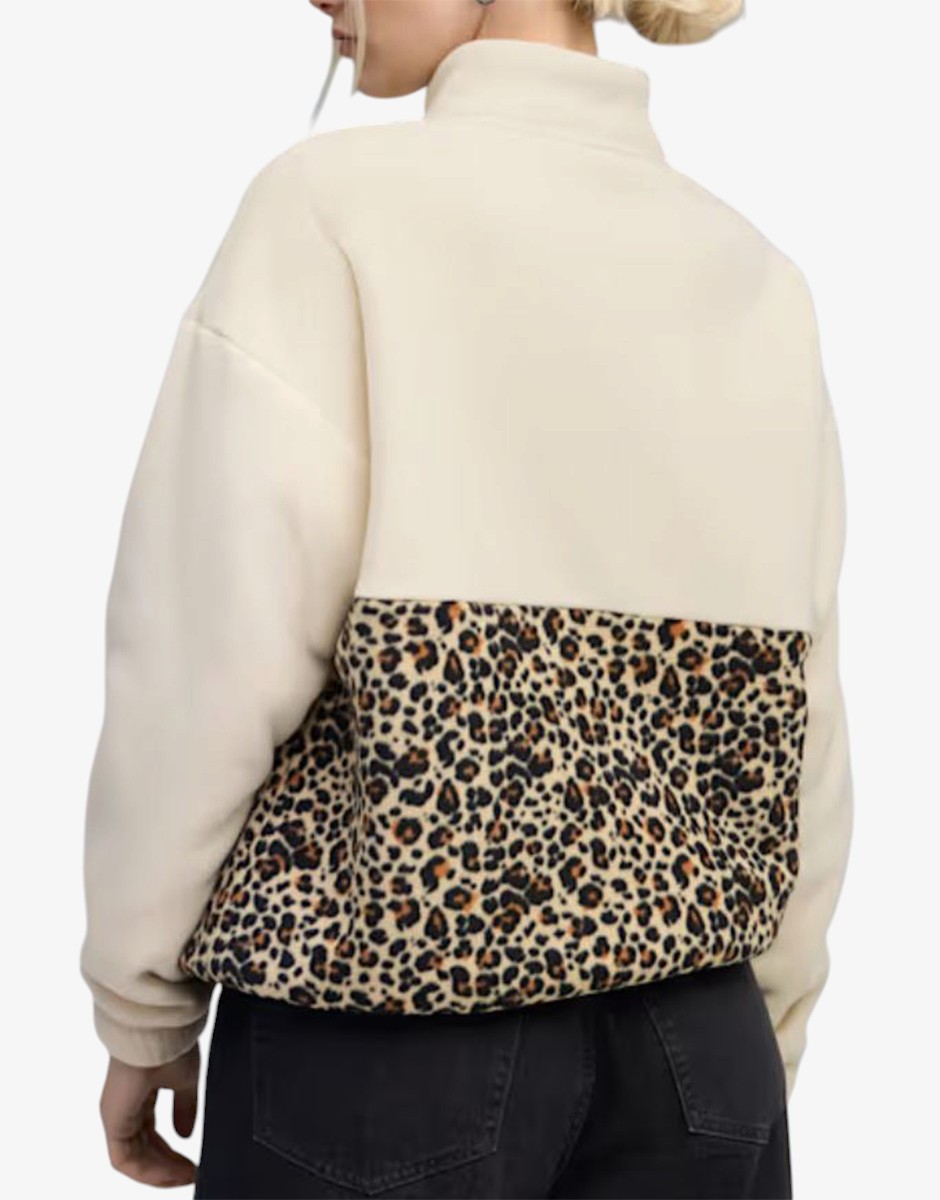 PUMA Ess Graphic Animal Relaxed Half-Zip Crew Beige