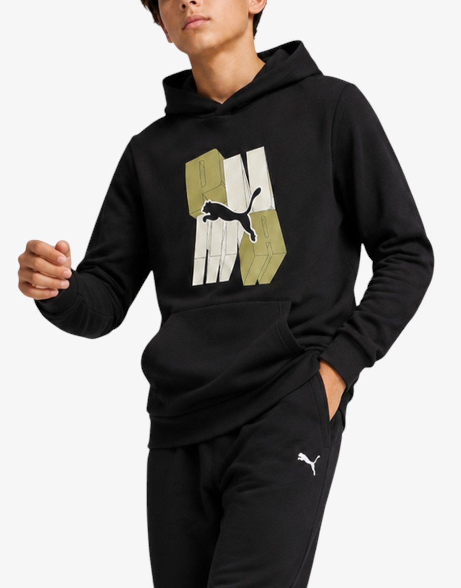 PUMA Ess Graphic Hoodie Black