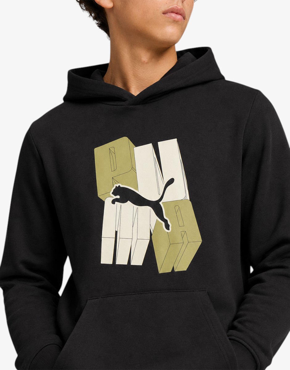 PUMA Ess Graphic Hoodie Black