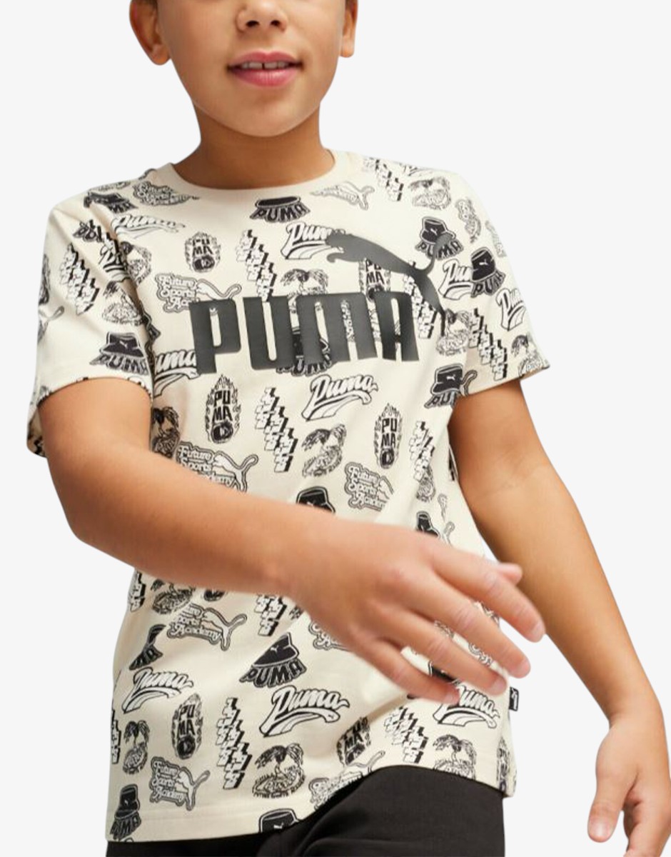 PUMA Ess Mid 90s Aop Tee B White / Black