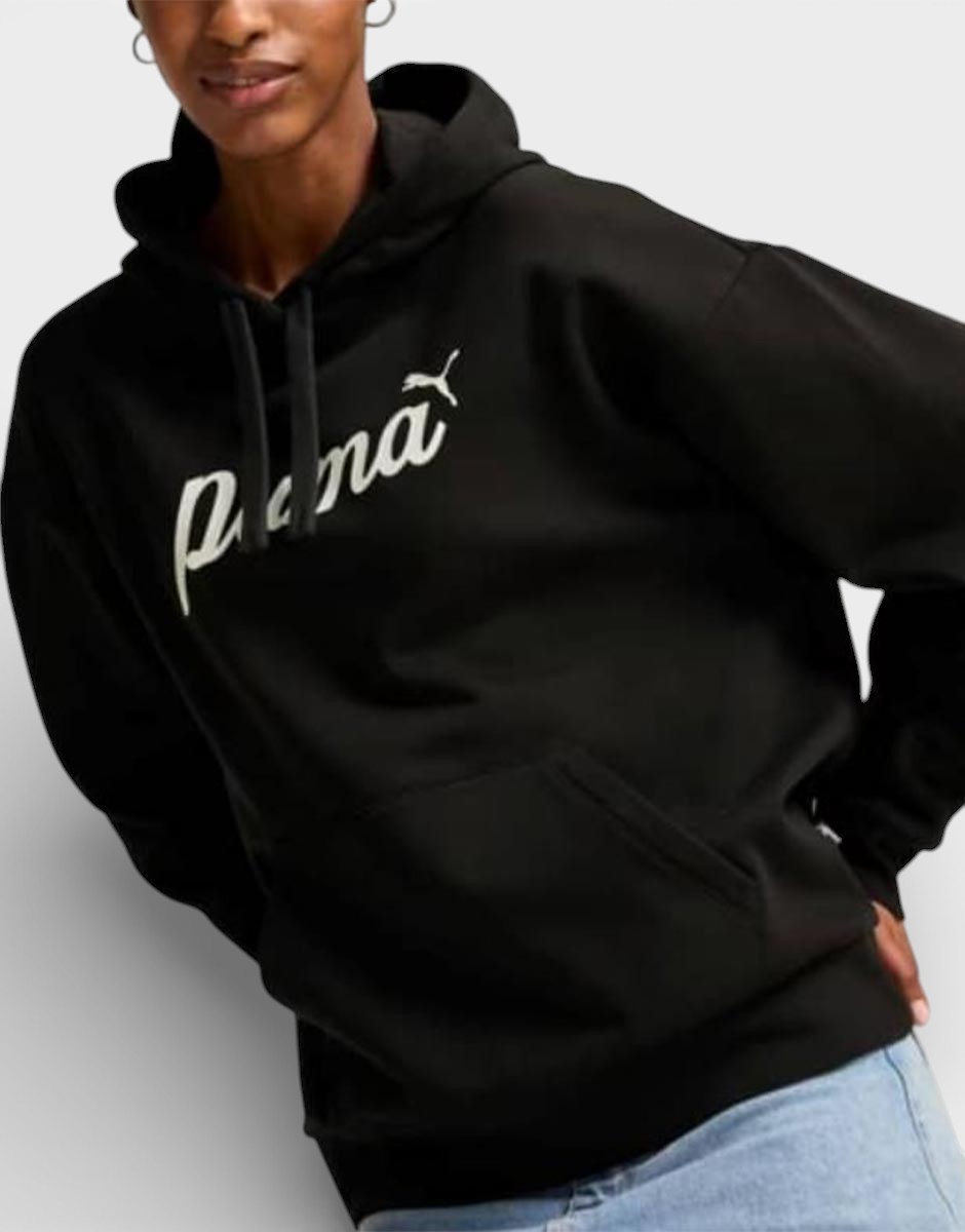 PUMA Essetials+ Script Fleece Hoodie Black