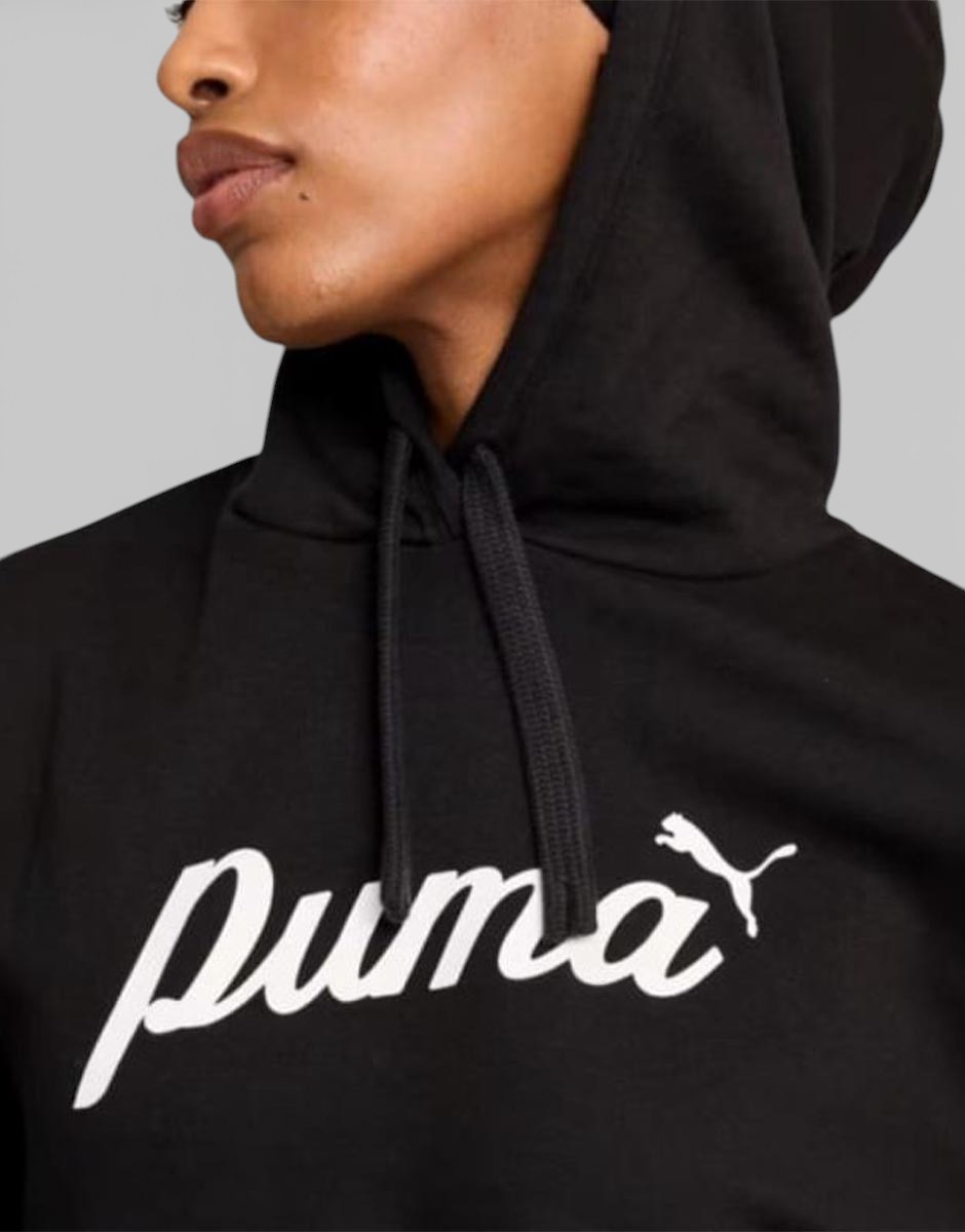 PUMA Essetials+ Script Fleece Hoodie Black