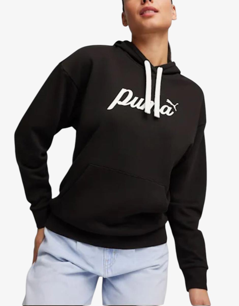 PUMA Essetials  Script Hoodie Black