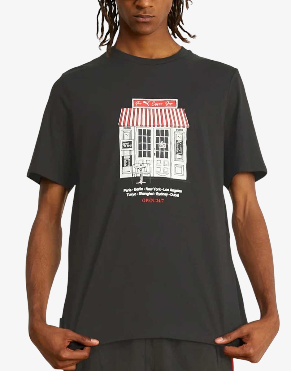 PUMA Graphics Cafe Mens Tee Black