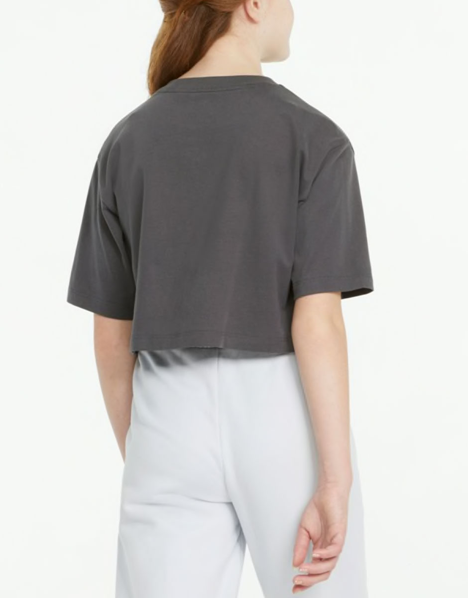 PUMA Relaxed Fit Youth Cropped Tee Grey G