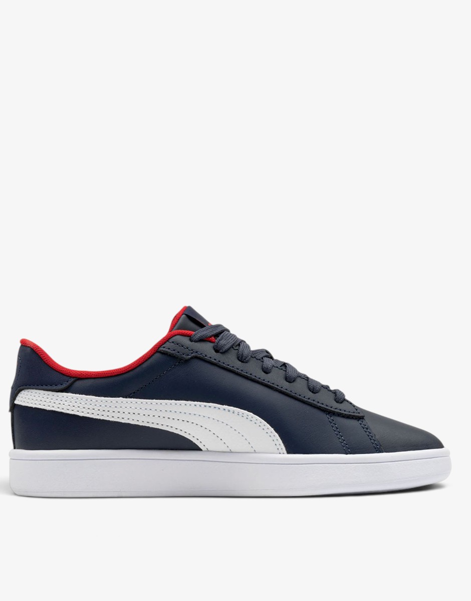 PUMA Smash 3.0 Leather Jr Navy / Red