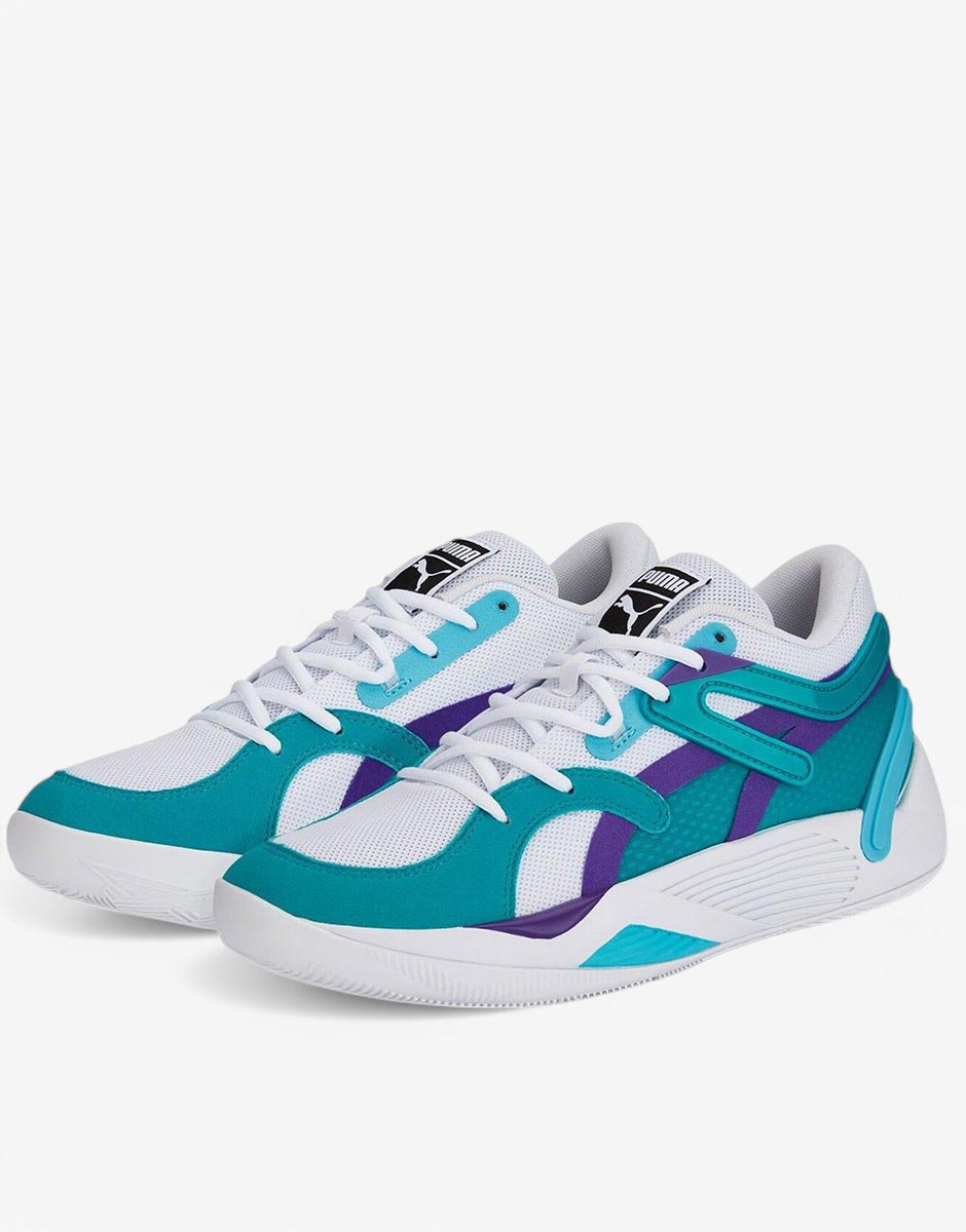 PUMA Trc Blaze Court Basketball Shoes White/Deep Aqua