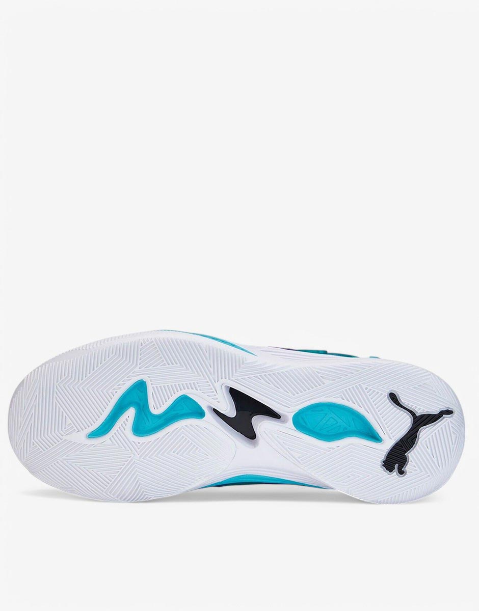 PUMA Trc Blaze Court Basketball Shoes White/Deep Aqua