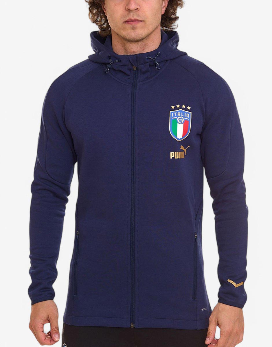 PUMA x Italy FIGC Coach Hooded Training Jacket Blue