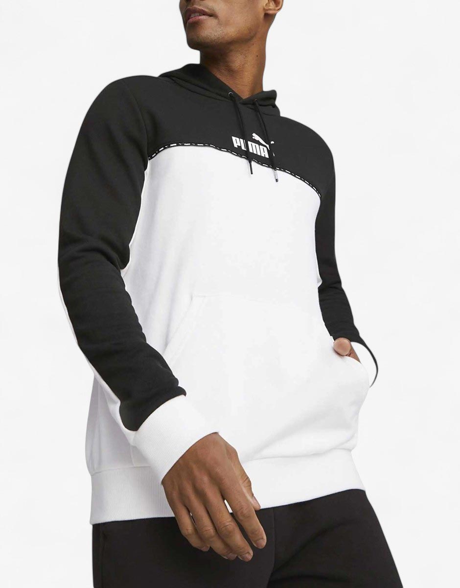 PUMA Essentials Block Tape Hoodie White/Black