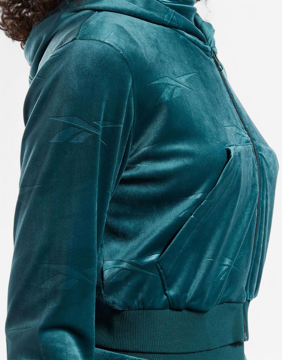 REEBOK Classics Energy Q4 Velour Full-Zip Hoodie Teal