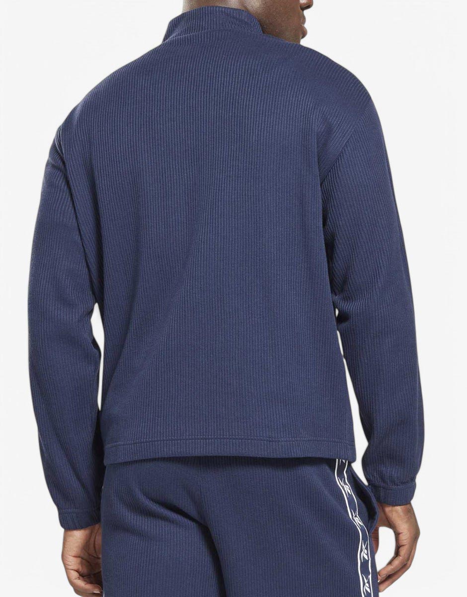 REEBOK Identity Vector Tape Waffle 1/4 Zip Top Navy