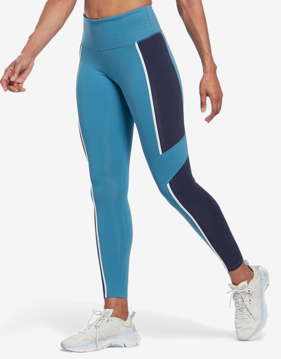 REEBOK Lux High-Waisted Colorblock Leggings Blue