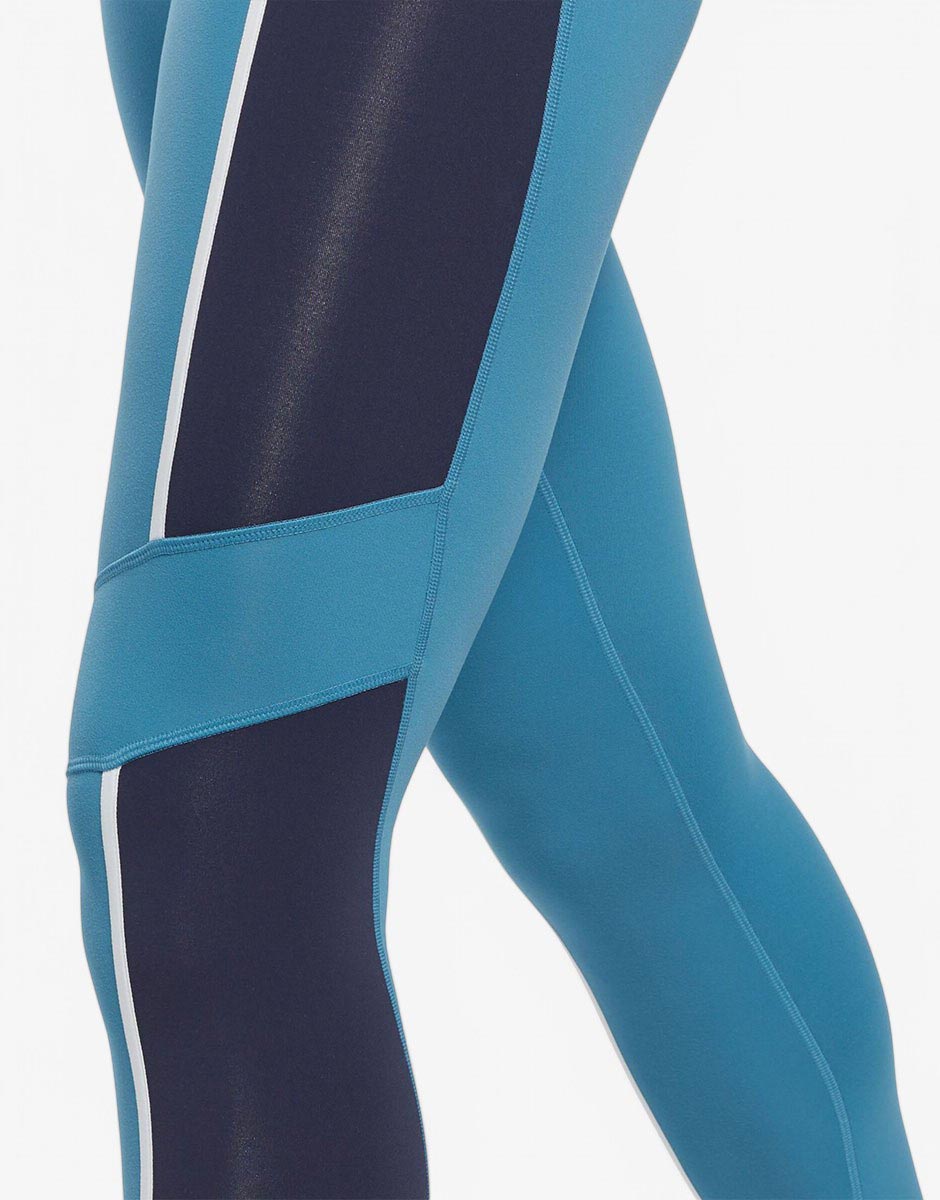 REEBOK Lux High-Waisted Colorblock Leggings Blue