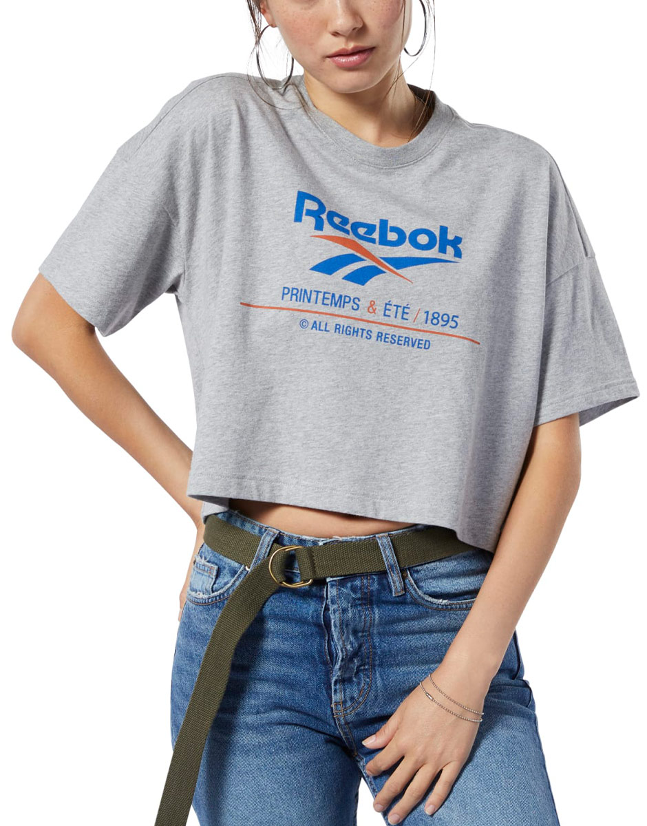 REEBOK Classic Logo Crop Top Grey
