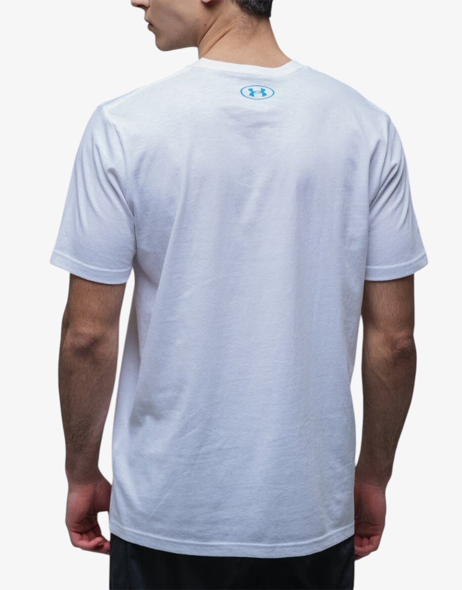 UNDER ARMOUR Reflective Big Logo Ss Tee White / Blue