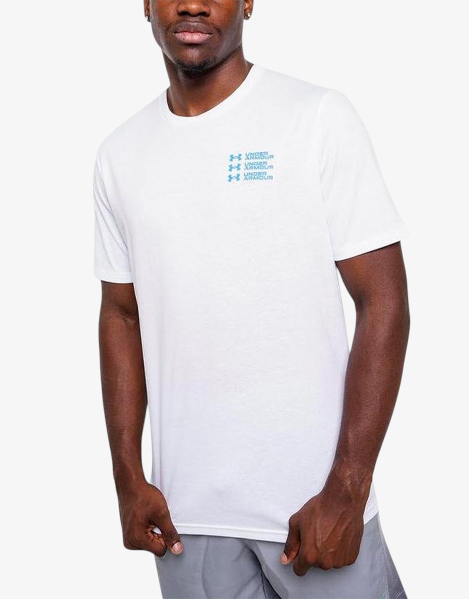 UNDER ARMOUR Triple Stack Logo Ss Tee White