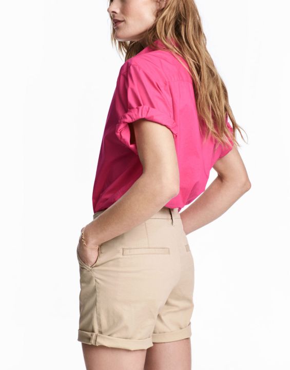'H&M Short-Sleeved Cotton Shirt Pink