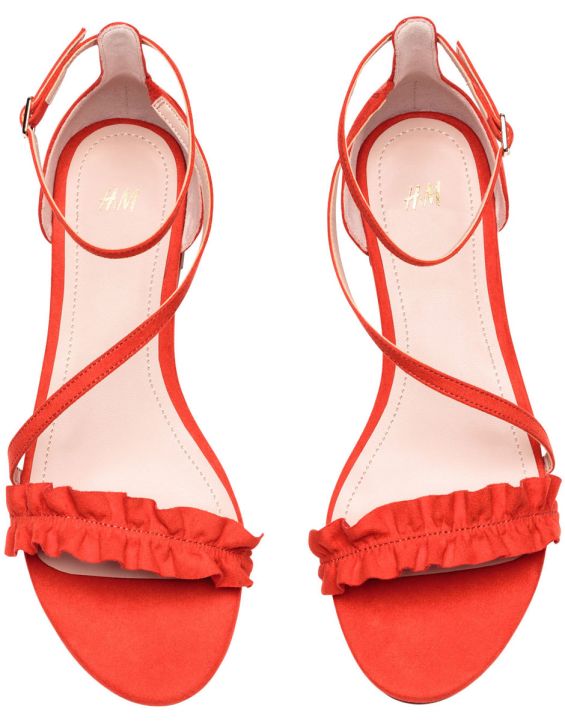'H&M Suede Sandals Red