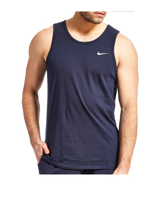 'NIKE Athletic Swoosh Logo Top Navy