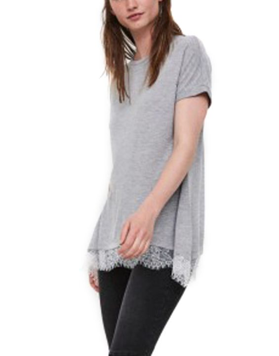 'VERO MODA Lace Tee Grey
