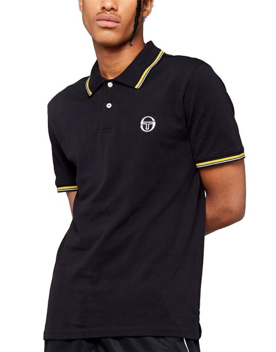 'SERGIO TACCHINI Iconic Stripe Small Logo Polo Black/Yellow