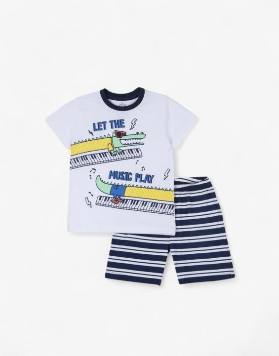 'CHICCO Boys Shorts And Tee Set White/Blue