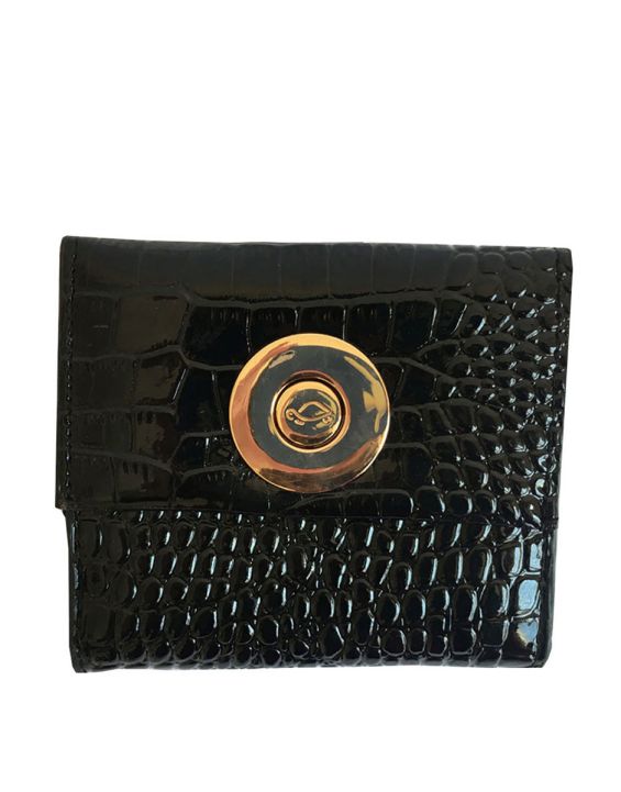 'CARPISA Leather Glossy Wallet Black