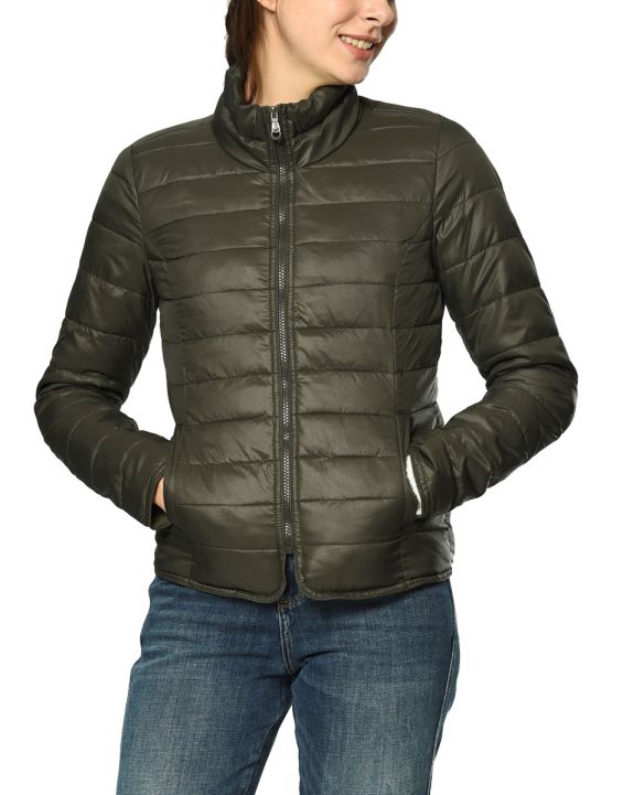 'ONLY Short Quilted Jacket Black Dark Green