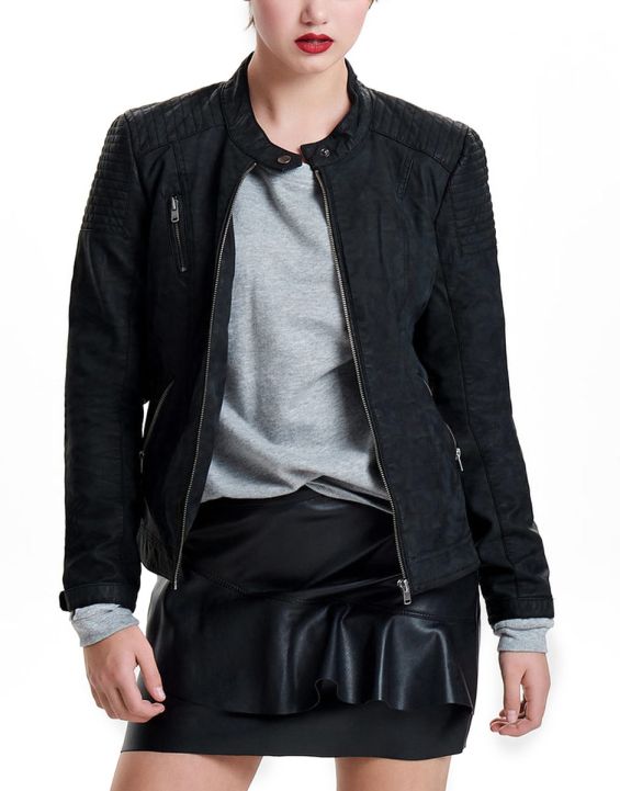 'ONLY Steady Faux Leather Jacket Black