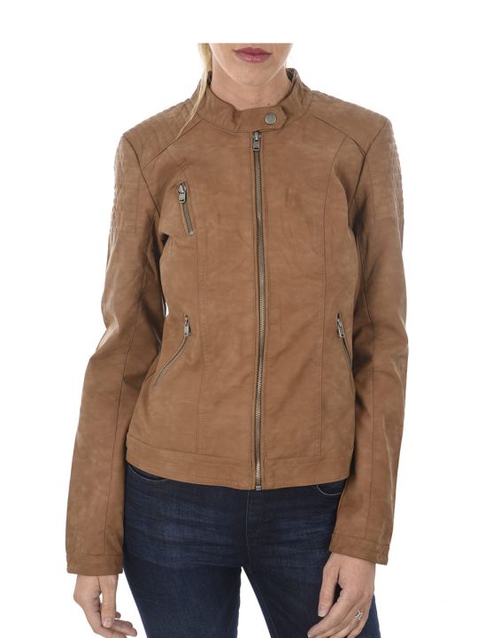 'ONLY Steady Faux Leather Jacket Brown