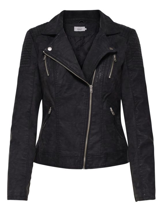 'ONLY Steady Faux Leather Biker Jacket Black