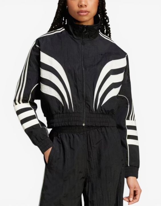 'ADIDAS Atlanta Cut Line Loose Nylon Track Top Black