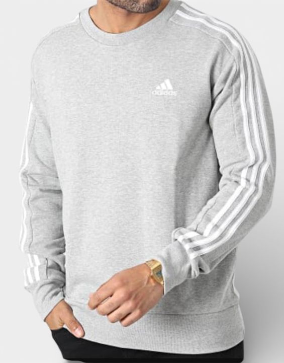 'ADIDAS Essentials French Terry 3-Stripes Sweatshirt Grey