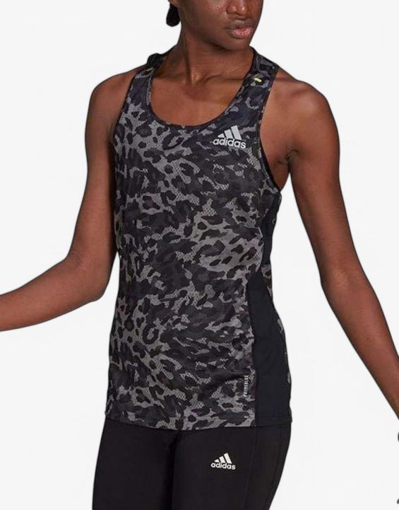 'ADIDAS Fast Graphic Running Tank Top Grey/Black