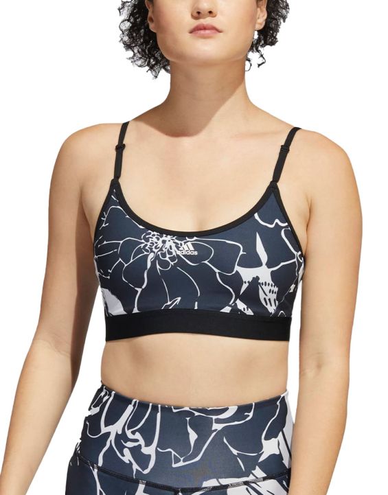 'ADIDAS Light-Support Flower Print Bra Black/Grey
