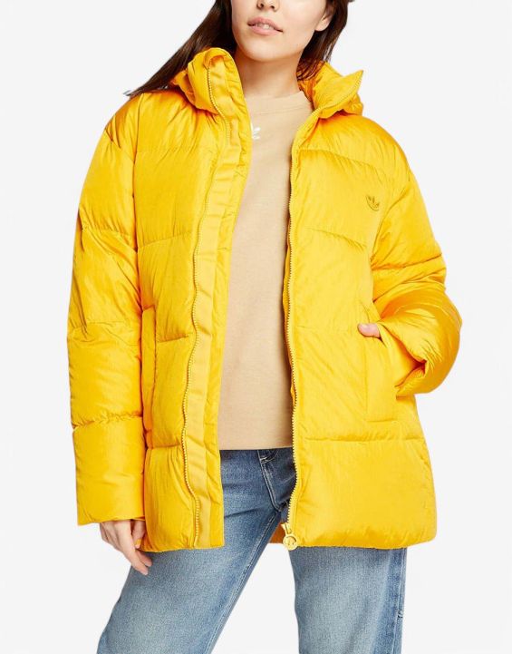 'ADIDAS Originals Down Puffer Side Stripe Jacket Yellow 'ADIDAS Originals Down Puffer Side Stripe Jacket Yellow