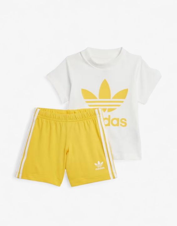 'ADIDAS Originals Trefoil Shorts Tee Set White/Yellow