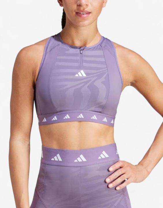 'ADIDAS Powerimpact Medium-Support Techfit High-Neck Zip Bra Purple 'ADIDAS Powerimpact Medium-Support Techfit High-Neck Zip Bra Purple