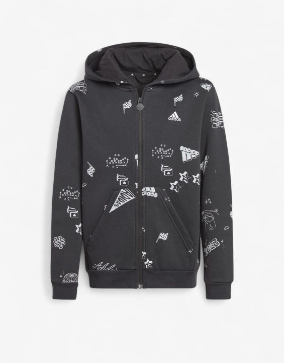 'ADIDAS Sportswear All Over Printed Full-Zip Hoodie Black