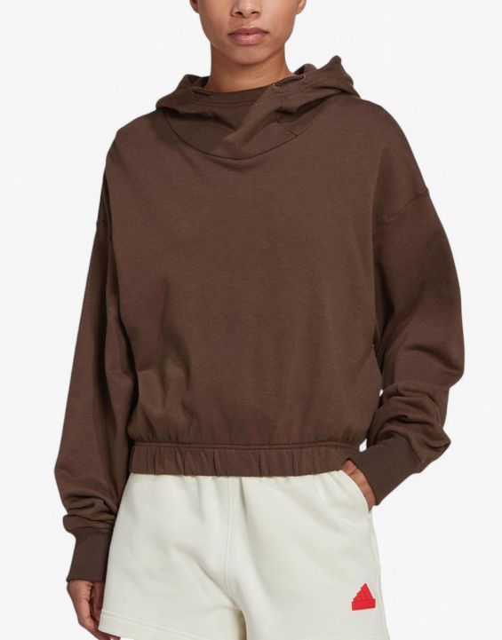 'ADIDAS Sportswear Studio Lounge Cropped Hoodie Brown 'ADIDAS Sportswear Studio Lounge Cropped Hoodie Brown