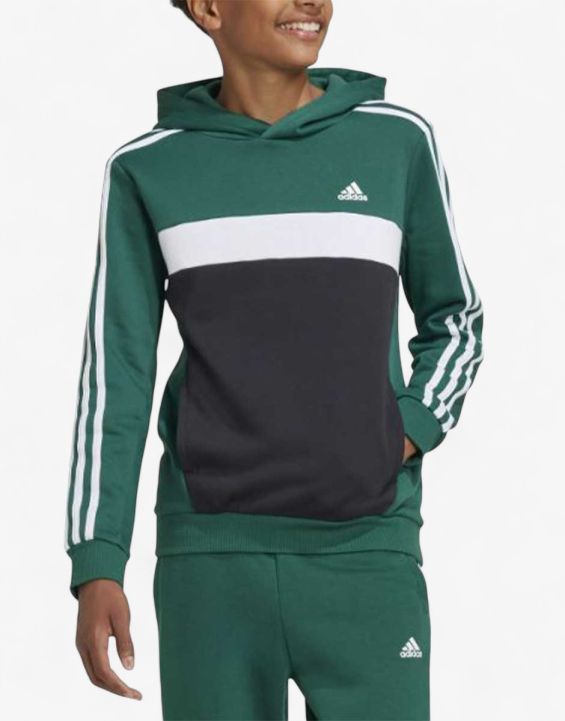 'ADIDAS Sportswear Tiberio 3-Stripes Colorblock Fleece Hoodie Green 'ADIDAS Sportswear Tiberio 3-Stripes Colorblock Fleece Hoodie Green