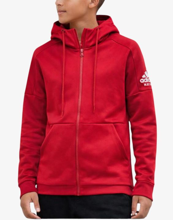 'ADIDAS Stack Logo On Left Sleeve Hoodie Red