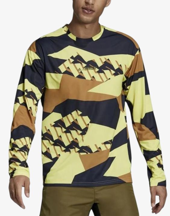 'ADIDAS Terrex Primeblue Trail Graphic Top Grey Yellow/Black