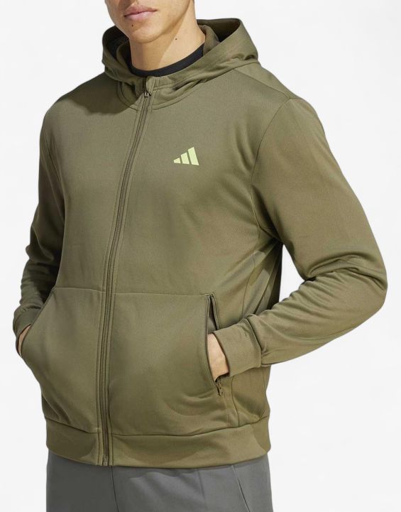 'ADIDAS Train Essentials Seasonal Training Full-Zip Hoodie Green 'ADIDAS Train Essentials Seasonal Training Full-Zip Hoodie Green