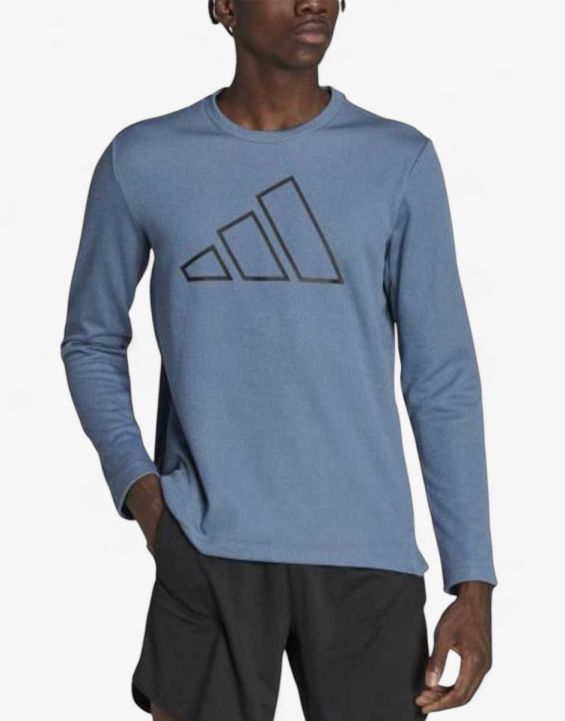 'ADIDAS Train Icons 3 Bar Logo Training Crew Blouse Blue 'ADIDAS Train Icons 3 Bar Logo Training Crew Blouse Blue