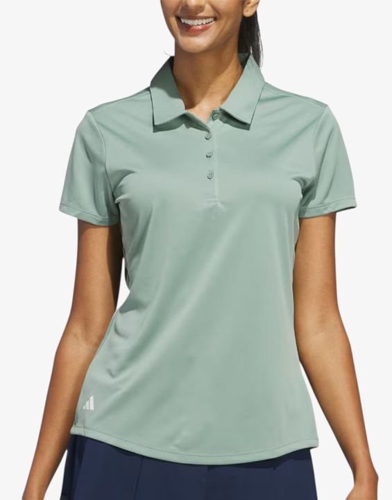 'ADIDAS Women's Solid Performance Short Sleeve Polo Shirt Green
