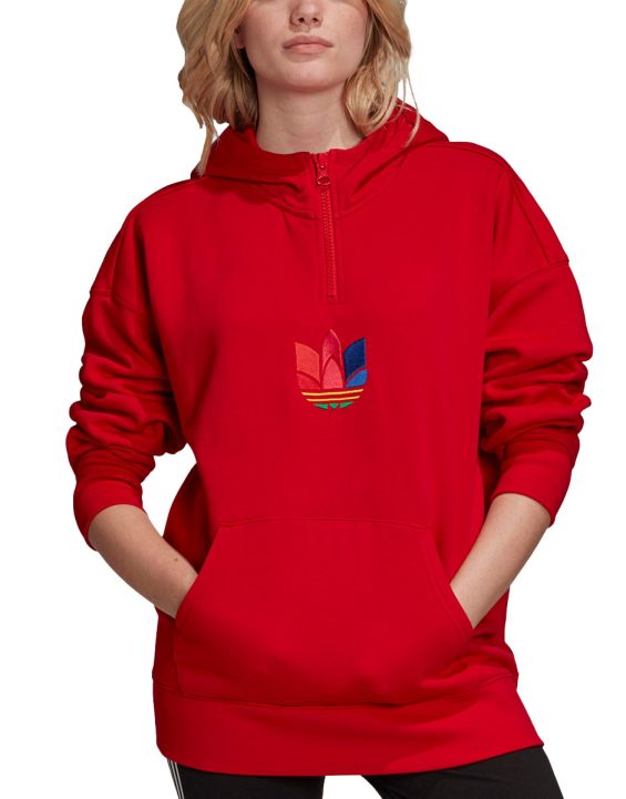 'ADIDAS Adicolor 3D Trefoil Half-Zip Hoodie Red