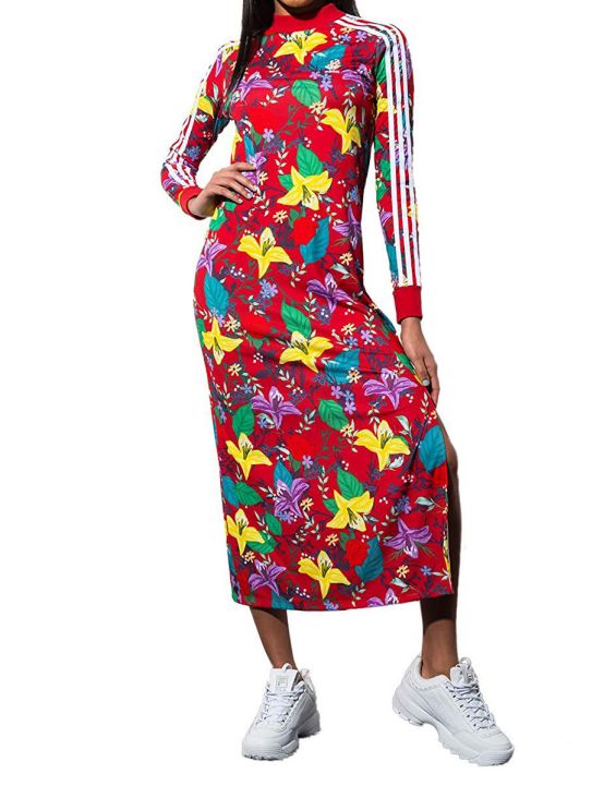 'ADIDAS Blossom of Life Floral 3 Stripes Long Sleeve Maxi Dress