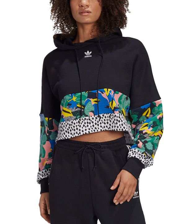 'ADIDAS Cropped Back Logo Hoodie Black